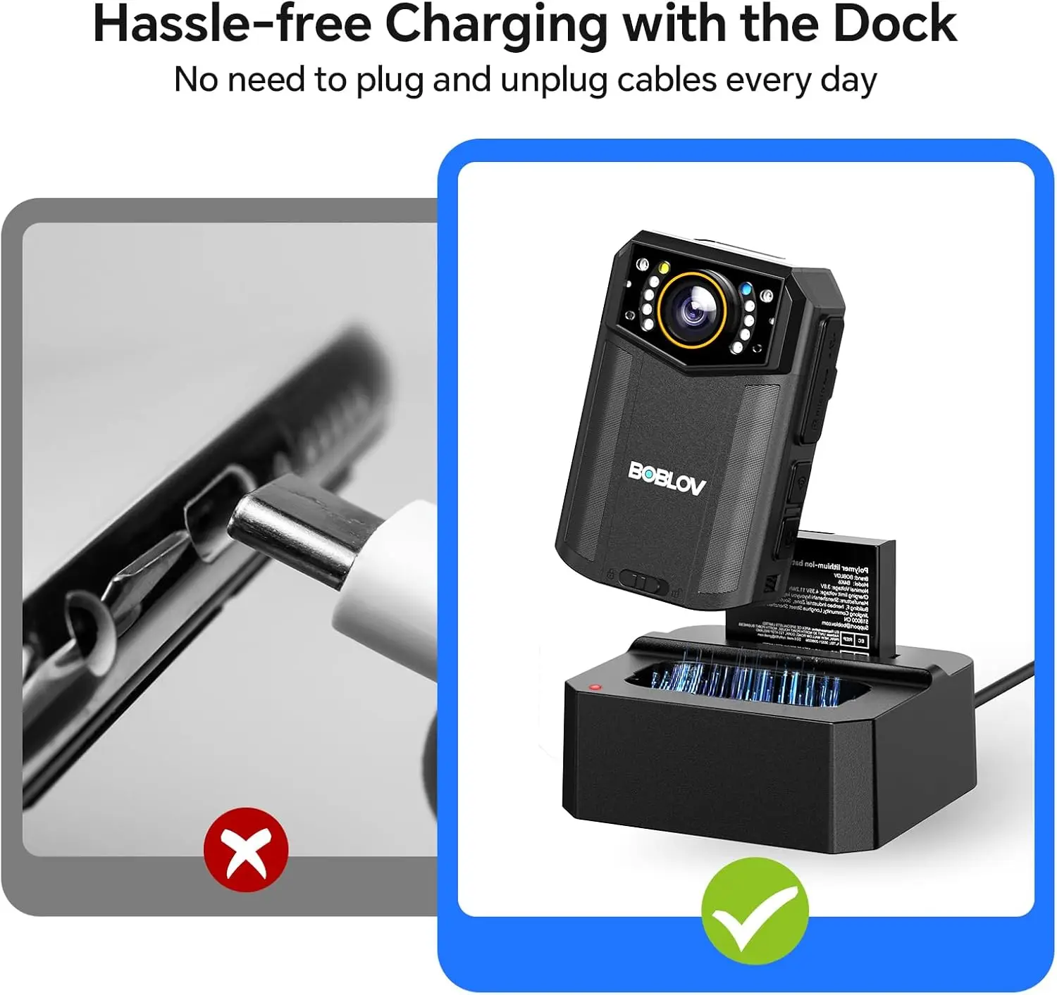 BOBLOV B4K6 Body Cam 4K128GB GPS Night Vision IP66 Waterproof 2PCS 3000mAh Batteries Body Worn Camera for Law Enforcement