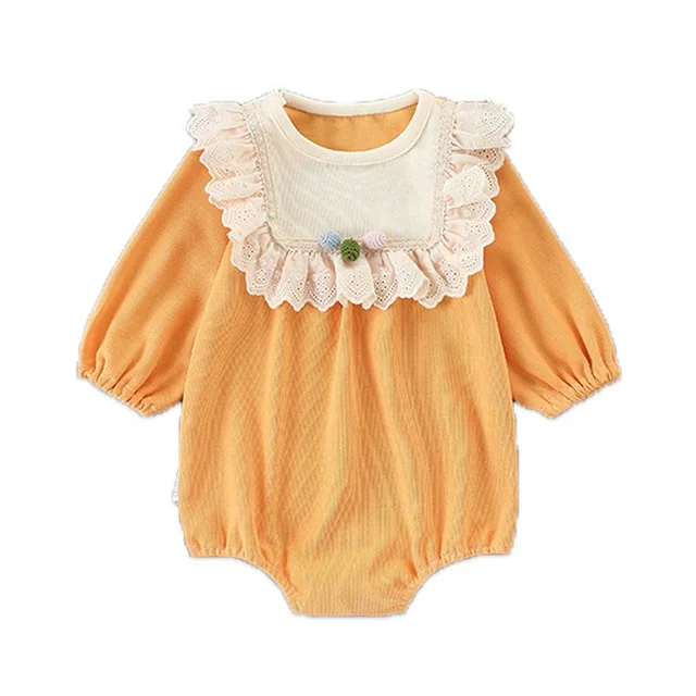 
Customized Baby and Kids Clothing Lovely Two-Piece Orange Cotton Baby Romper Jumpsuit with Hood 