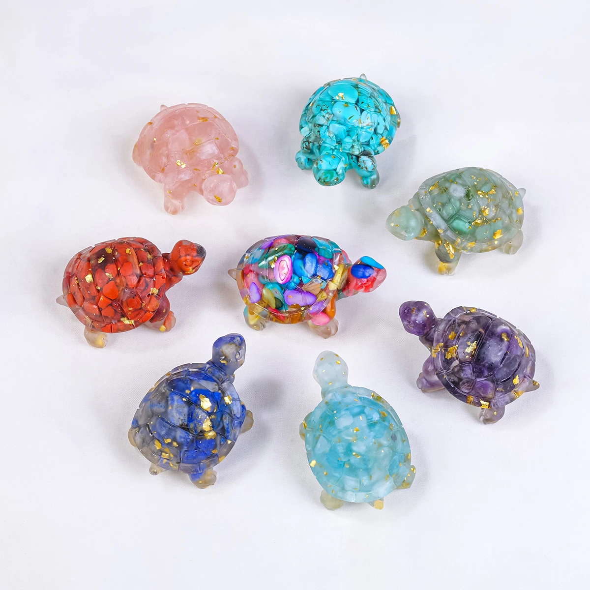 Wholesale Natural Healing Crystal Rose Quartz Epoxy Animals Crafts Carved Resin Gravel Tortoise For Decor
