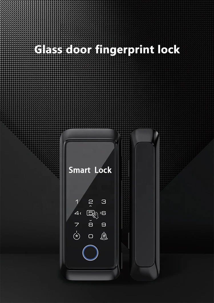 YOUHE C2 Glass Door Fingerprint APP Lock Stainless Steel Double Hook Automatic Smart Door Lock