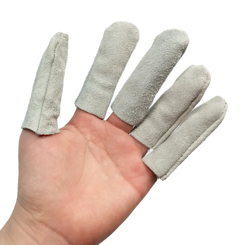Protective Finger Sleeve Glove Cow Split Leather Finger Protection Sleeve for Hand Made Shoes