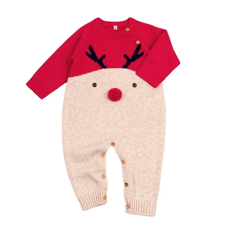 Wholesale Price New Born Infant Boys Clothes Baby Girls Long Sleeve Rompers Winter Christmas Clothing mameluco del bebes