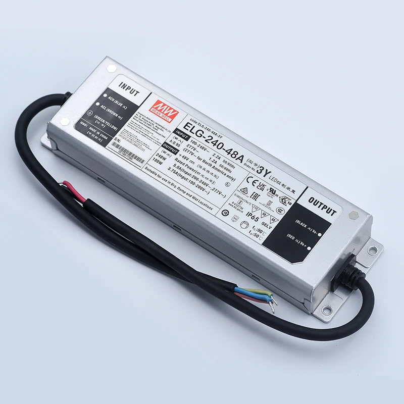 MeanWell ELG-240-48A-3Y 24V 36V 42V 48V 54V 240W IP67 LED Driver Power Supply For Street Lighting with PFC Function