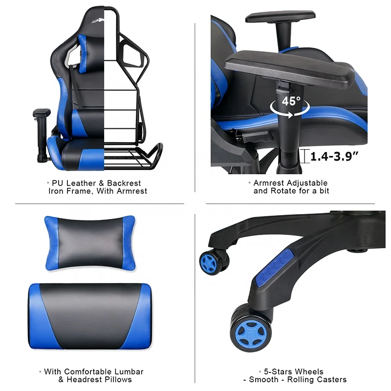 Wholesale Customized Modern Gaming racing Style Computer Chairs Adjustable Ergonomic Gaming Chairs