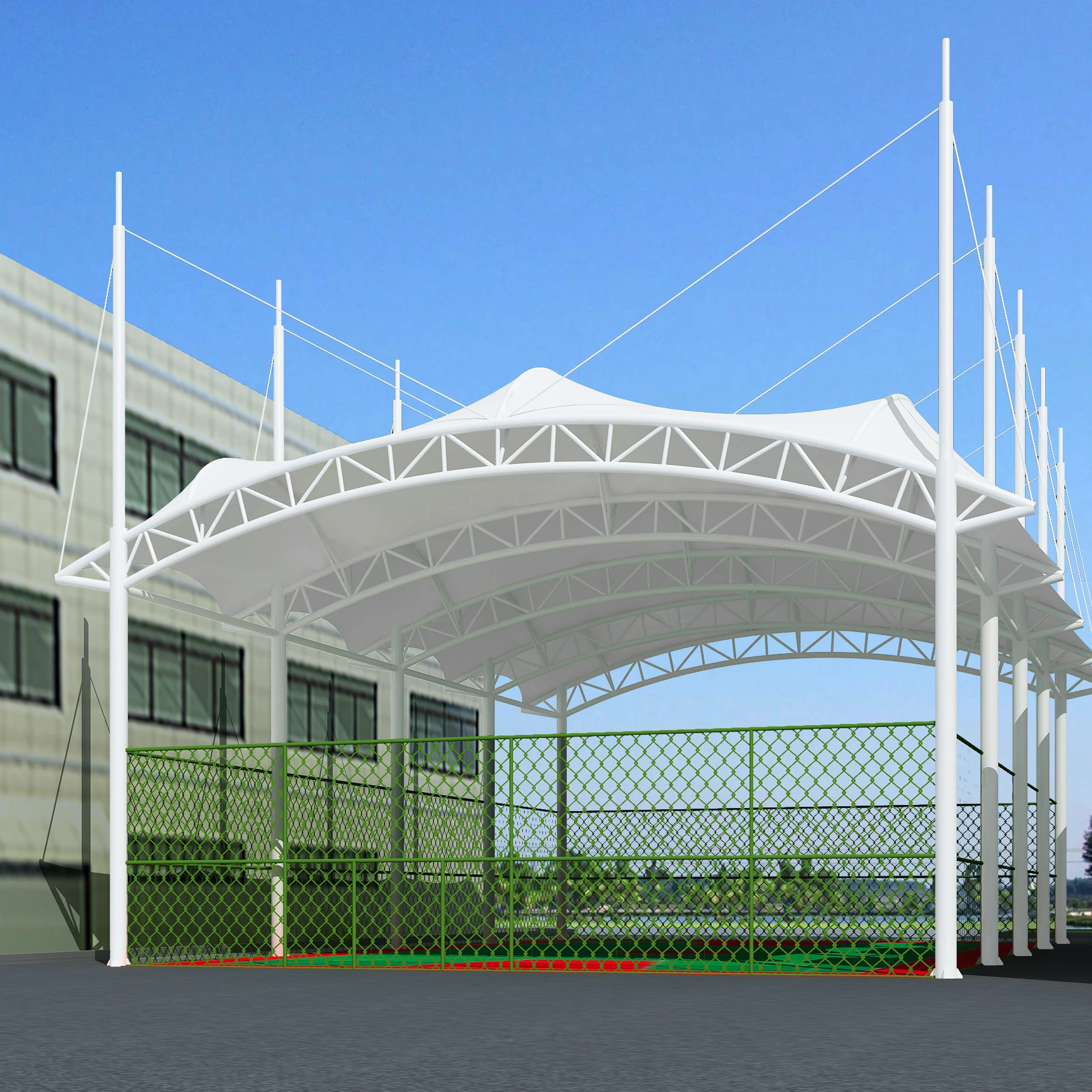 Customized tensile fabric pvdf and pvc membrane structure for the tennis court or football roof
