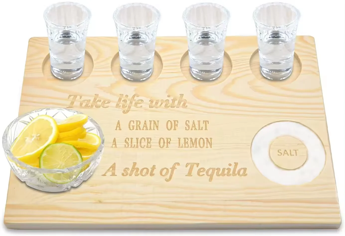 Personalized Engraved Shot Glass Holder Tray Bar Serving Party Wine Holder Wooden Flight Board for Tequila Beer