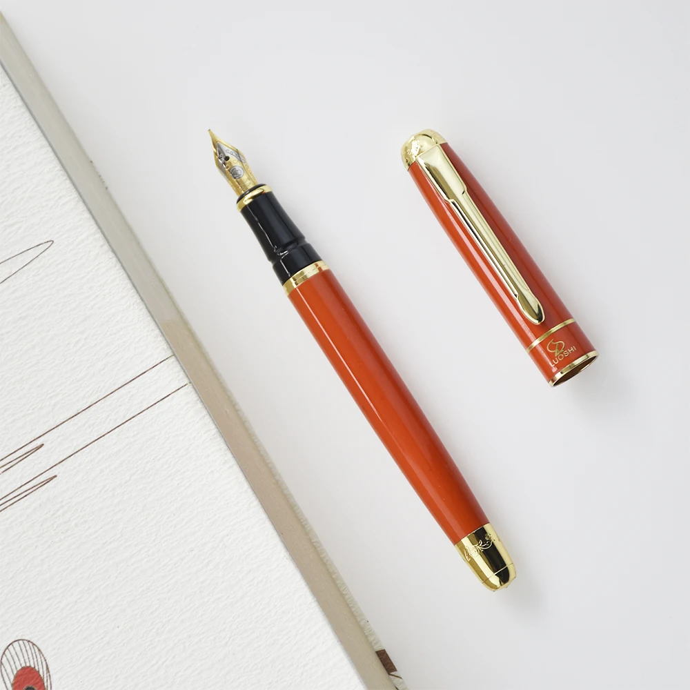 chinese products Wholesale High quality orange elegant import steel Fountain pen ink cartridge brand pen
