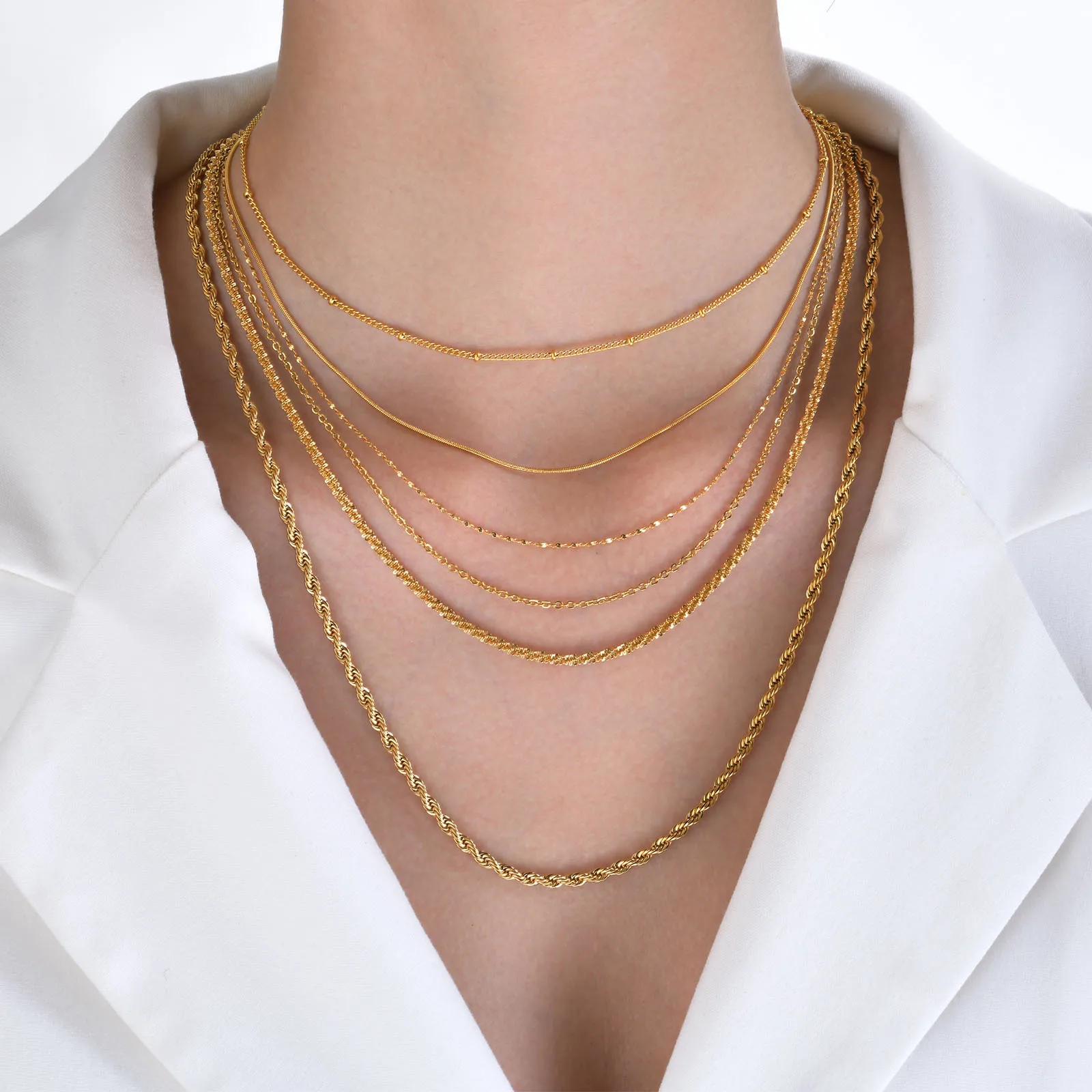 HOVANCI Waterproof Jewelry Custom Stainless Steel Rope 18k Gold Plated Most Selling Necklace For Women Men