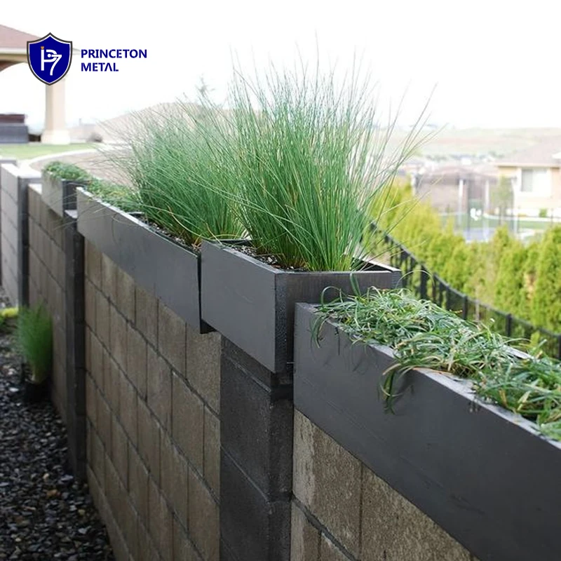 Outdoor decoration customized concrete block wall Garden Flower Pot Aluminium privacy planter with screen