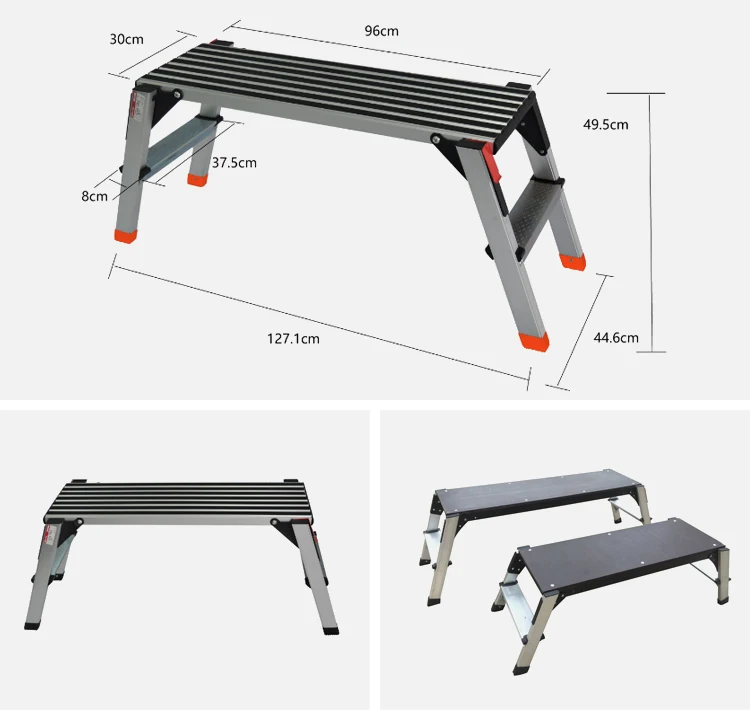Excellent Foldable Black Stripe Stable Car Washing Ladder Workbench work Platform,
