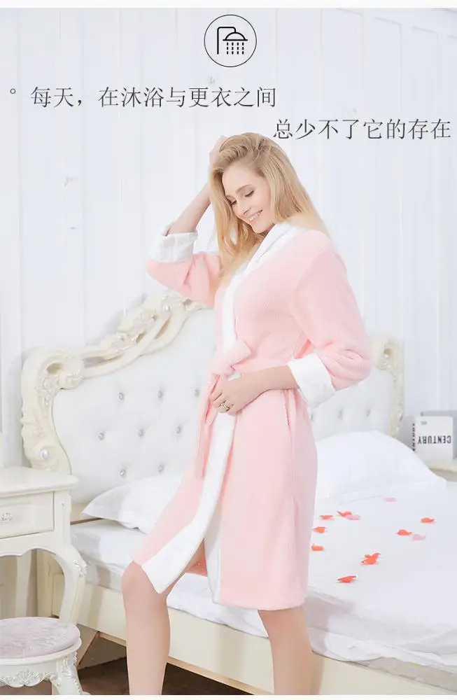 
Coral fleece velvet microfiber wholesale terry bathrobe woman 