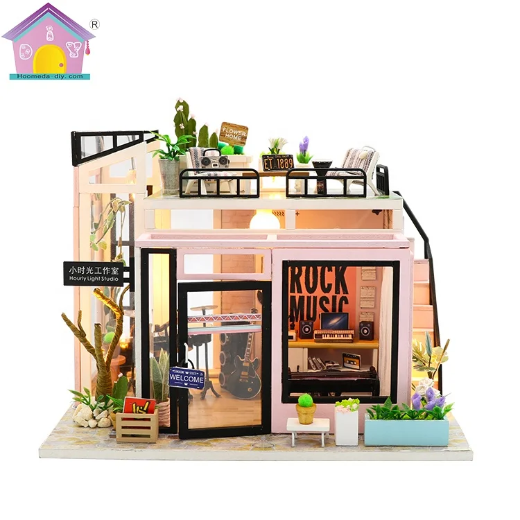 Hongda M903 Houguang Studio Mini Dollhouse Miniature Doll House Wooden Diy Dollhouse Kit for Girls