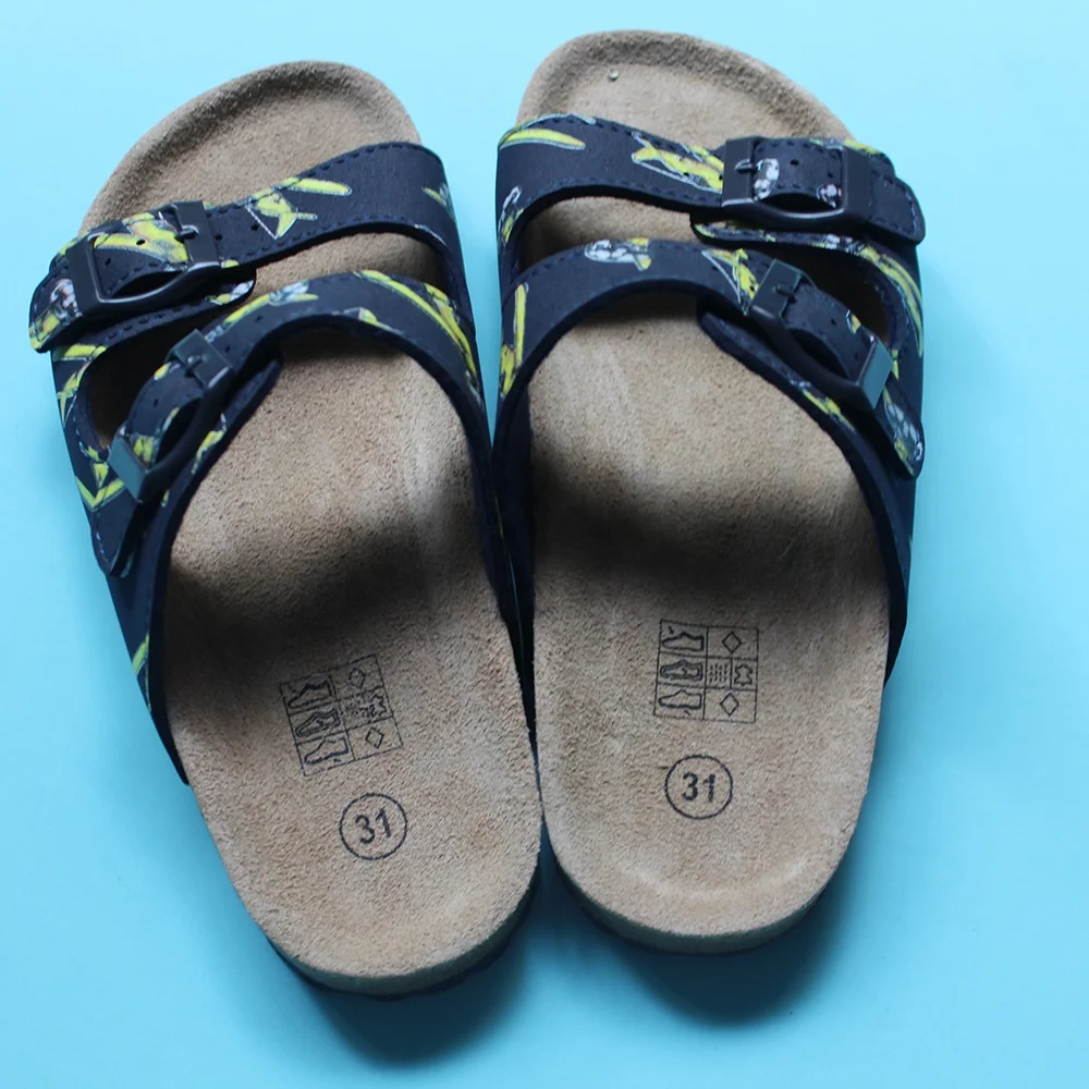 Wholesale Birko-Flor Genuine Leather Birkenstock Sandals Unisex Low Heel Cork Beach Kid Sandal Casual Platform Insole Print