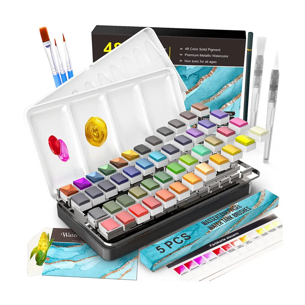 Набор ярких акварельных красок, 24 цвета, 48 цветов