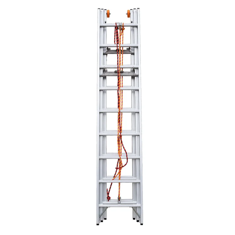 Aluminum alloy 3-piece fire ladder thickened folding single-sided elevator household 16 meter telescopic long ladder