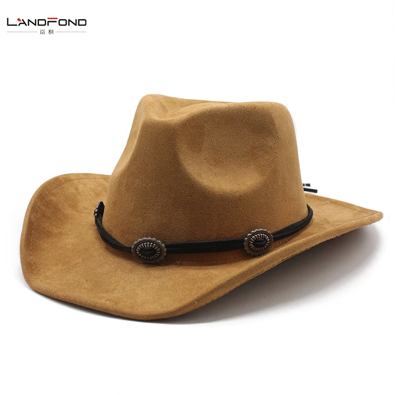 Landfond accessory Large brim suede hat Spring Summer felt hat woven accessories popular fedora hat