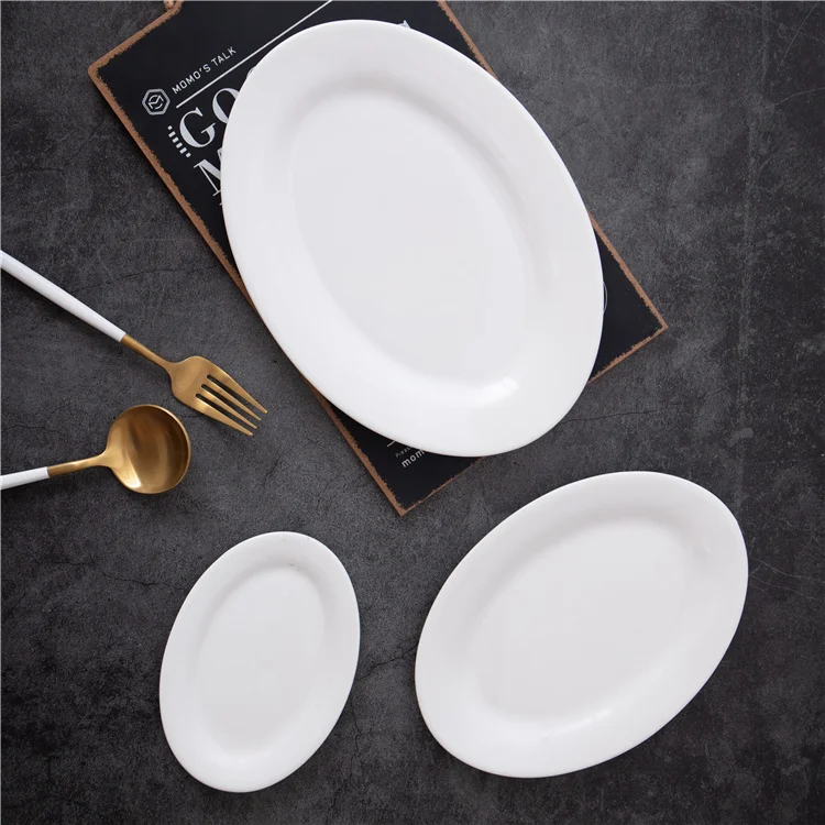 Good quality porcelain oval fish plate serving plate with different size for restaurant