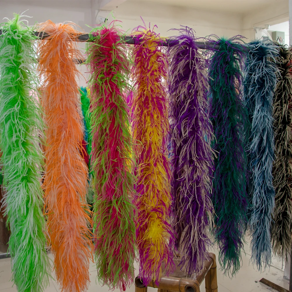 Colorful Ostrich Feathers Boa Thickened Encrypted Multi-layer Dress Accessories Wedding Stage Dress