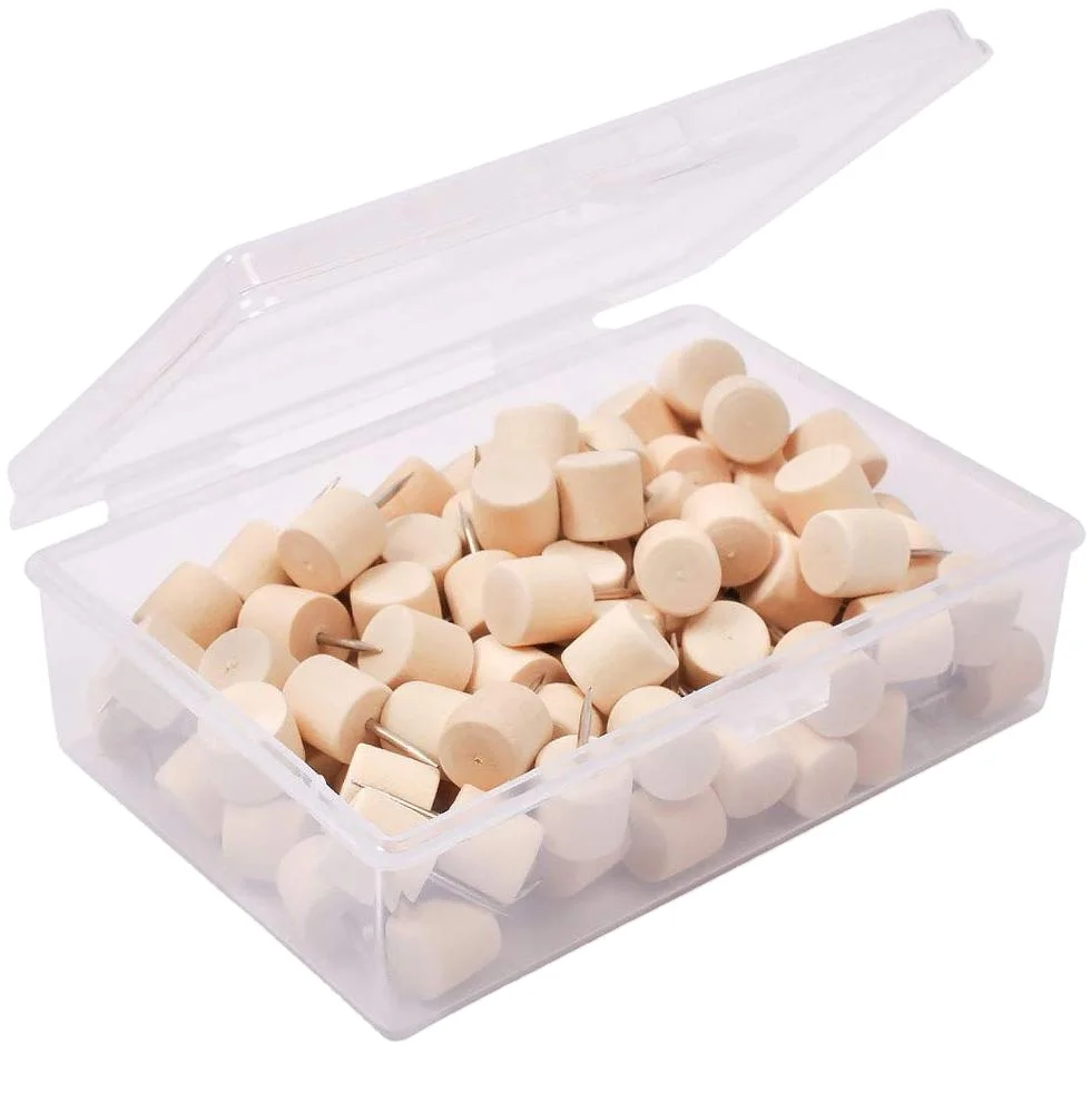 80pcs packing decorative wooden thumb tacks, puns pins for map,photo