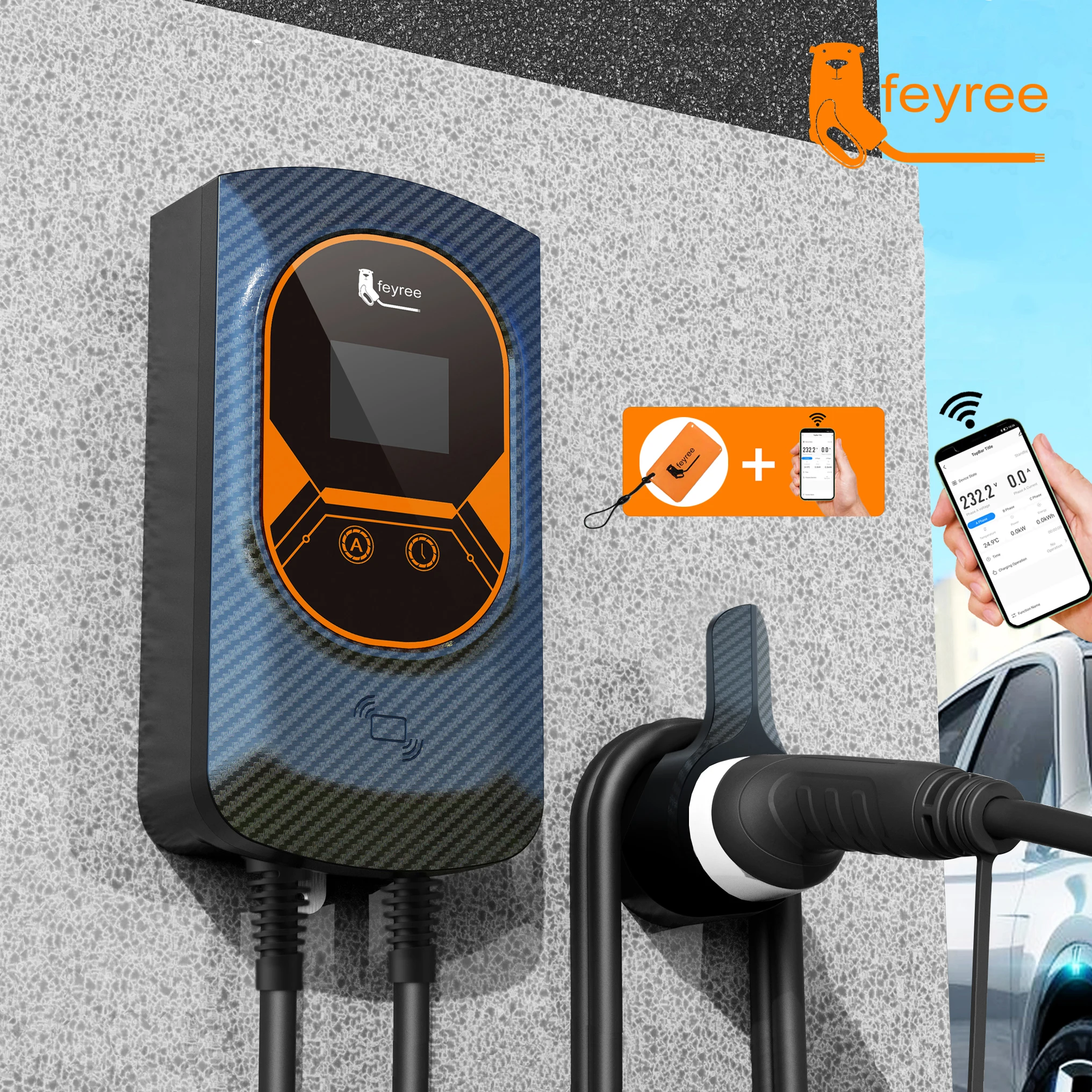 Зарядное устройство Feyree 2 типа 2/type1/GBT ev дропшиппинг 5 м Зарядные кабели 7 кВт/11 кВт/22 кВт зарядное
