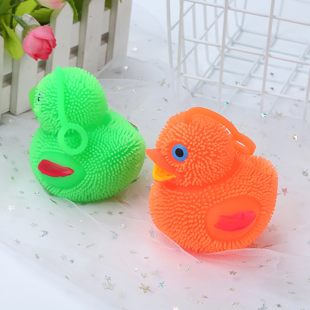Factory Smile Face Puffer Animal Stress Ball Cute Color Duck Squishy Puffer Light Ball Kids Toy