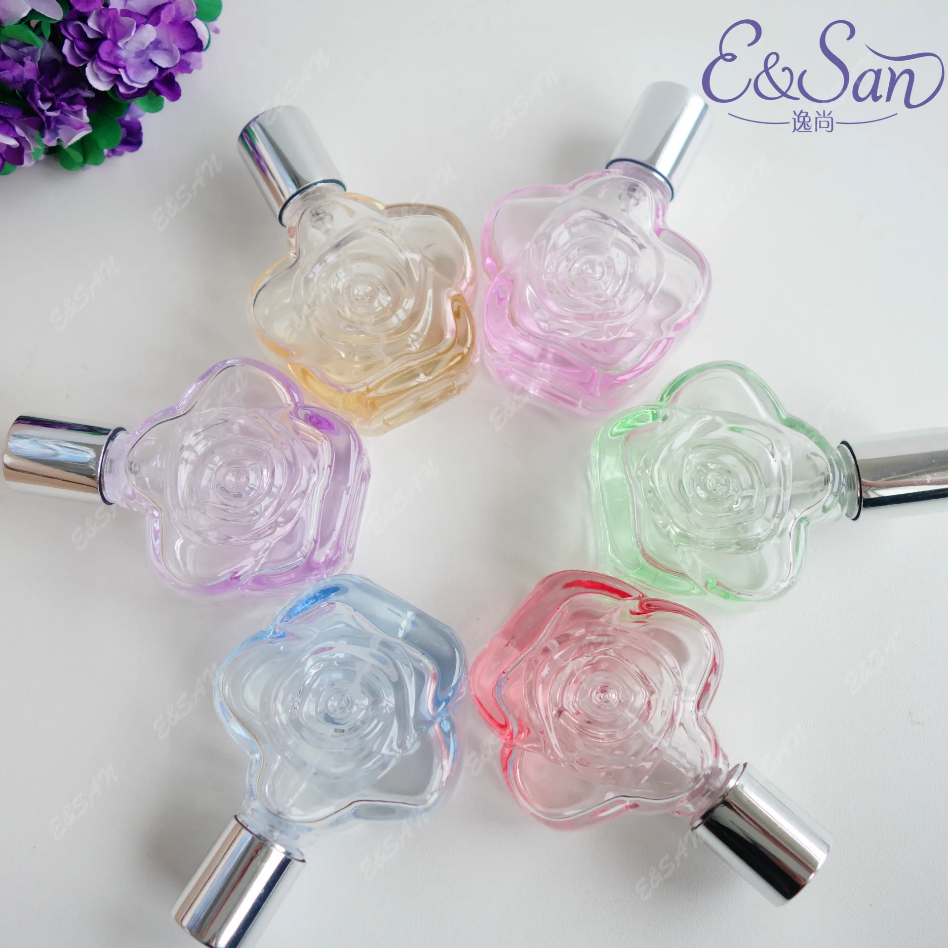 PT106 30ML Wholesale Colored Rose Flower Glass Refill Empty Perfume Atomizer Spray Bottle