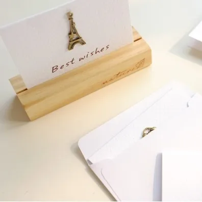 Metal Decoration Festival Fold Thank You Gift Eco-friendly Paper Vintage Mini Greeting Card