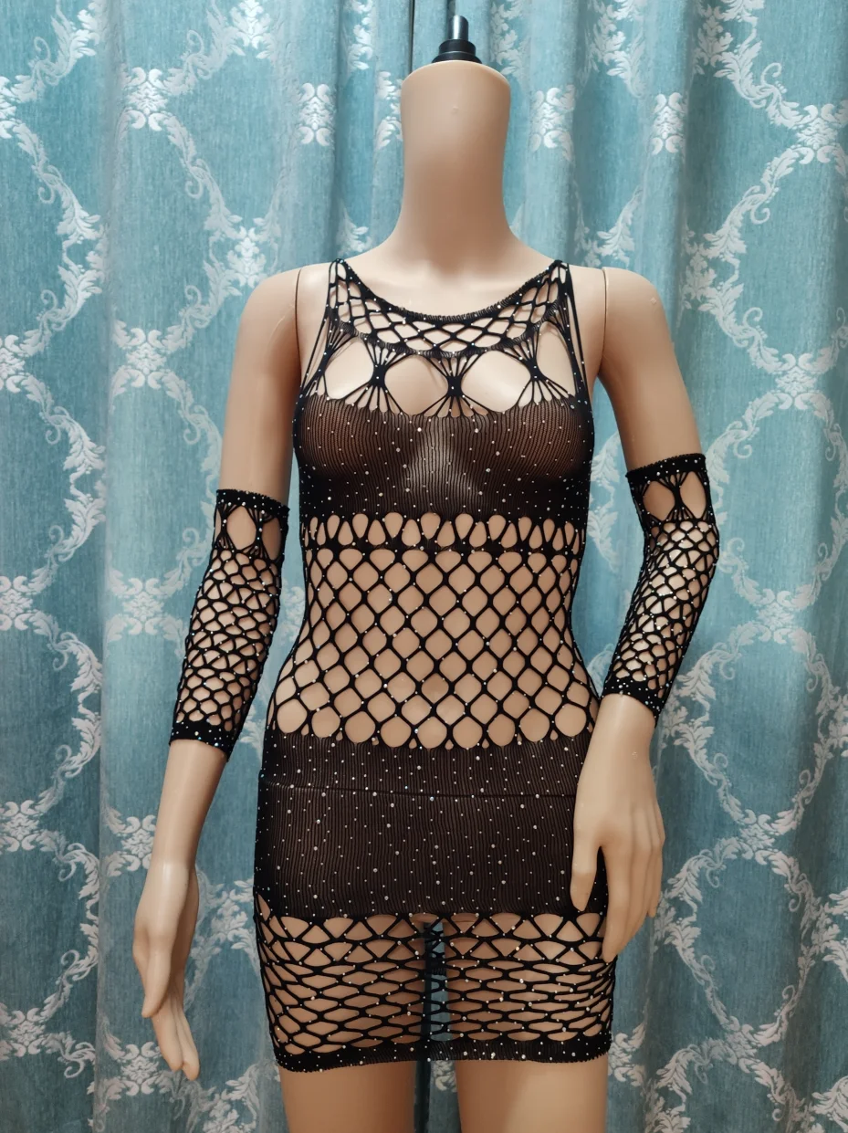 2022 Rhinestone Sparkle Stripper Outfits babydoll sexy lady lingeries sexy costumes girls dresses