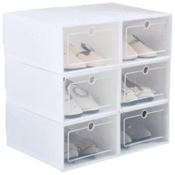 Stacking Foldable Tidy Display Shoe Container Transparent Portable Drop Front Organizer Plastic Shoe Box