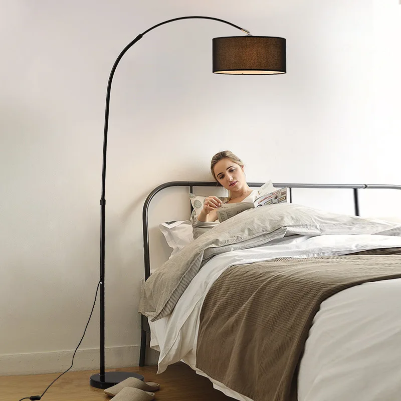 Classic fashion fishing fabric lampshade floor lamp minimalist living room bedroom bedside rotatable home decor Floor Lamp