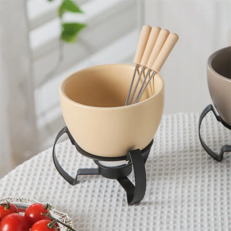 modern mini candle butter warmer cheese chocolate ceramic fondue set