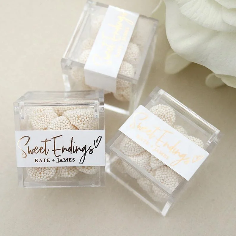 Custom Clear Sweet Endings Acrylic Candy Favor Box