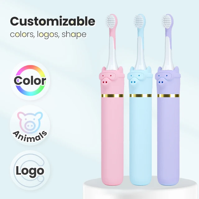 Ipx7 Водонепроницаемая дизайнерская мягкая щетина тонкая Милая Детская электрическая зубная щетка