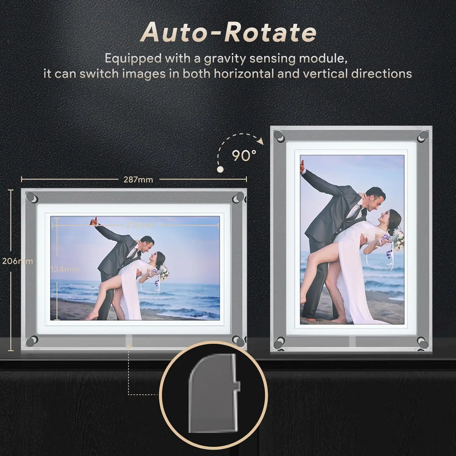Пользовательские цифровая фоторамка 10 1 дюймов HD сенсорный экран дисплей Wi-Fi Авто вращение акриловая