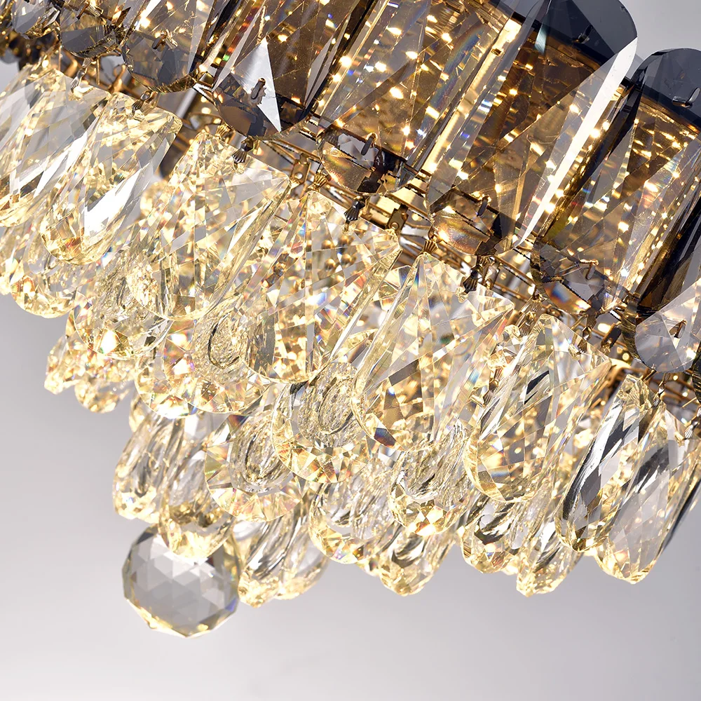 Luxury  smoky and clear cristal  hanging  chandelier light