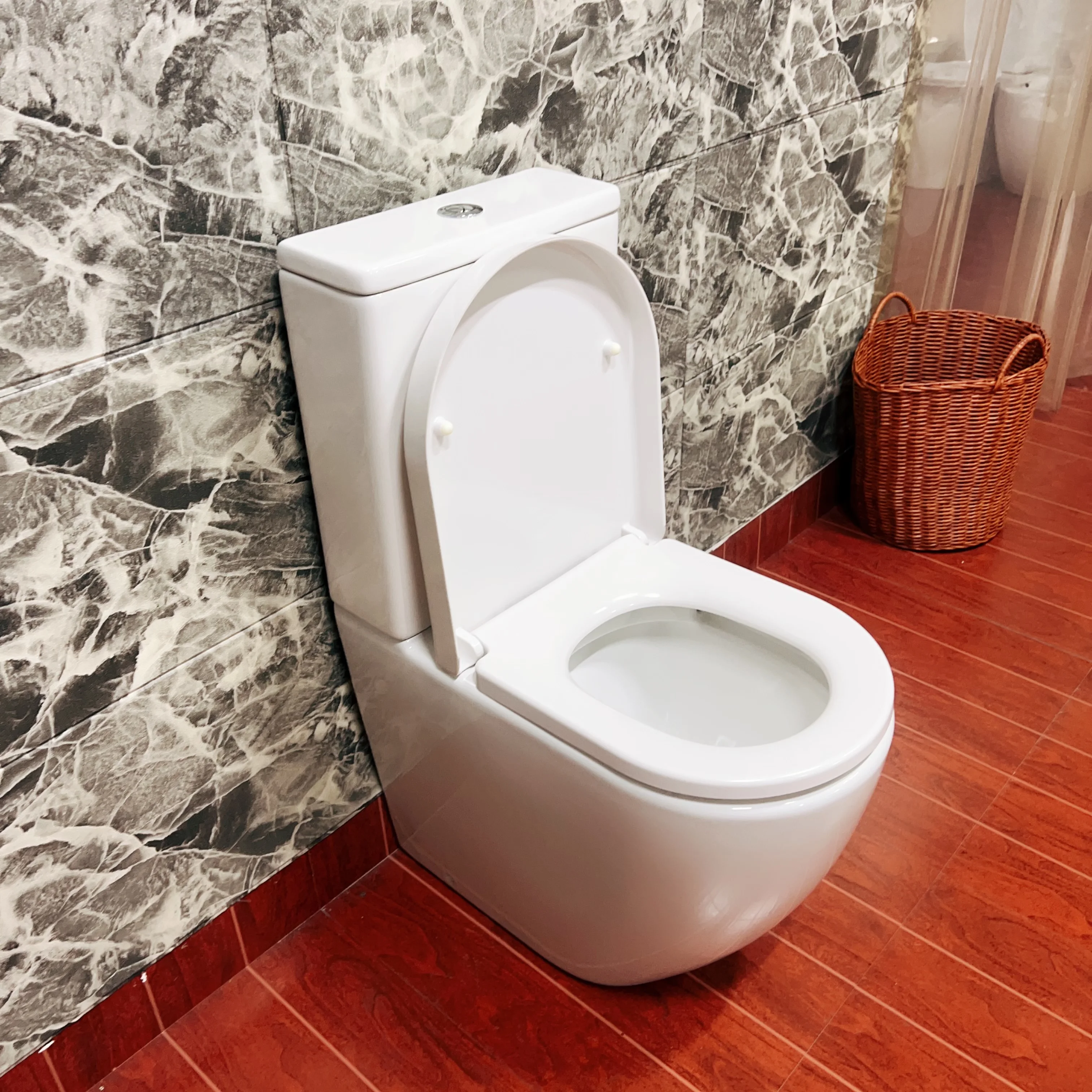 European Style Two-Piece Ceramic P-Trap Floor Mounted Dual-Flush Feature