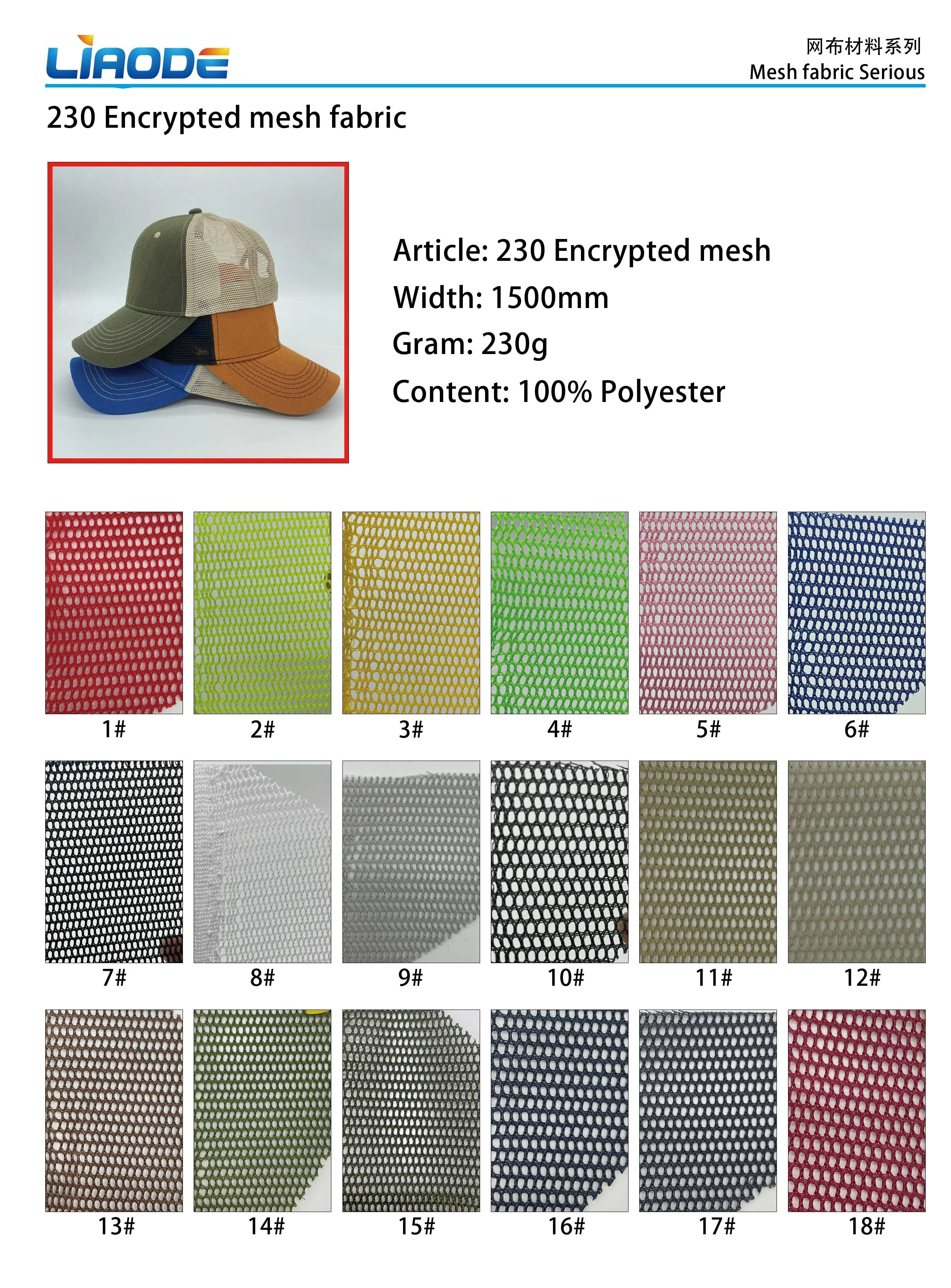 Baseball caps Encrypted Polyester Mesh Fabrics