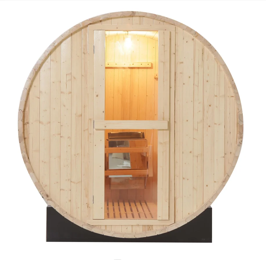 Wood Fired Sauna Room 2 Person Solid Wood Garden Sauna Barrel For Sale