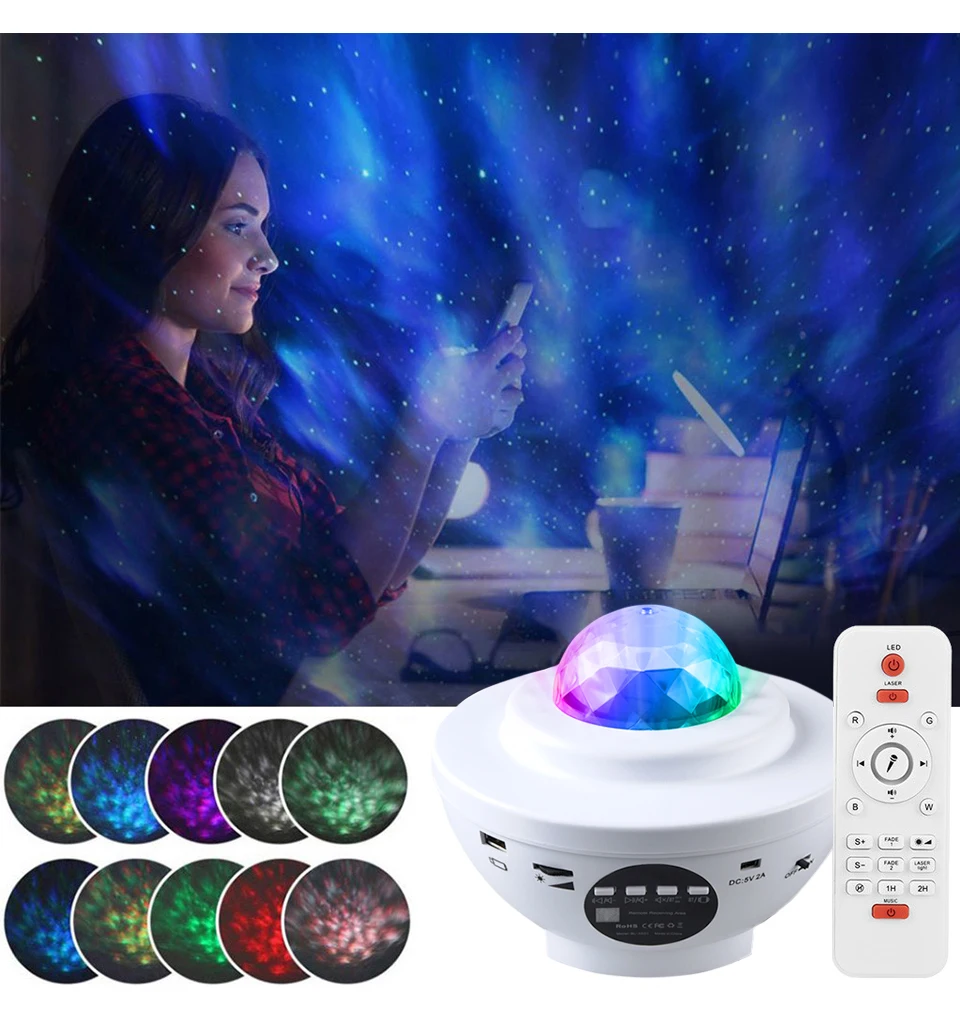 Howlighting  Modern Kids Led Remote Control Night Light Star Starry Sky Projection Lamp With Bluetooth