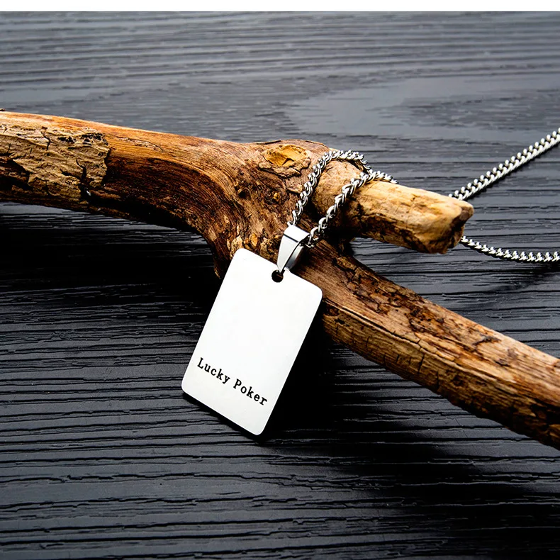 Fashion titanium steel necklace creative poker hearts A spades heart pendants men and women jewelry