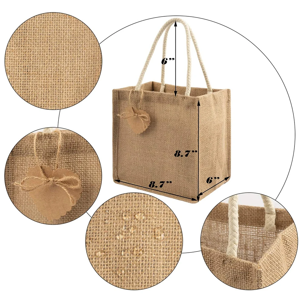 Customized environment friendly jute linen handbag beach bag shopping foldable bag jute bags wholesale