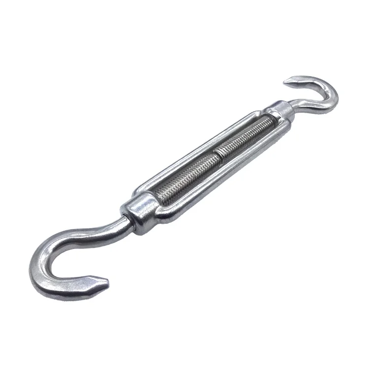 DIN 1480 Stainless Steel hook & hook Turn buckle with open body, Marine wire rope fittings turnbuckles
