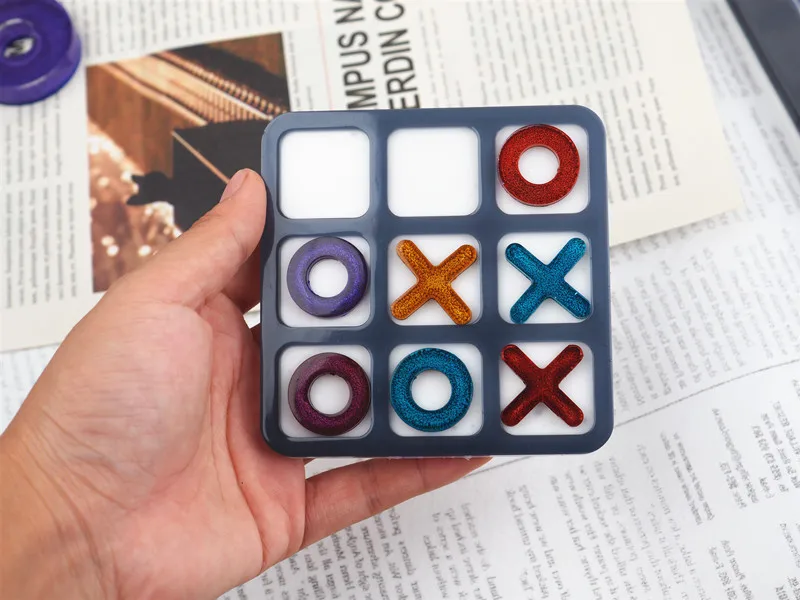 S1116  new L/S Tic Tac Toe XO Chess board game mold for kids resin epoxy