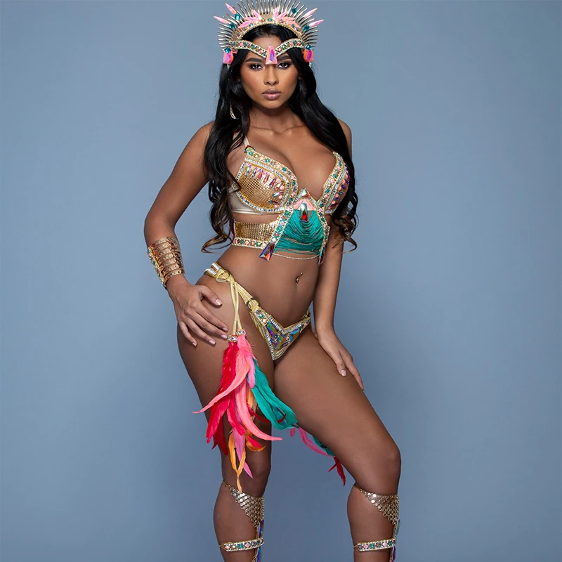 
DIY sexy erotic brazil caribbean carnival theme party feather costumes for women made in china 