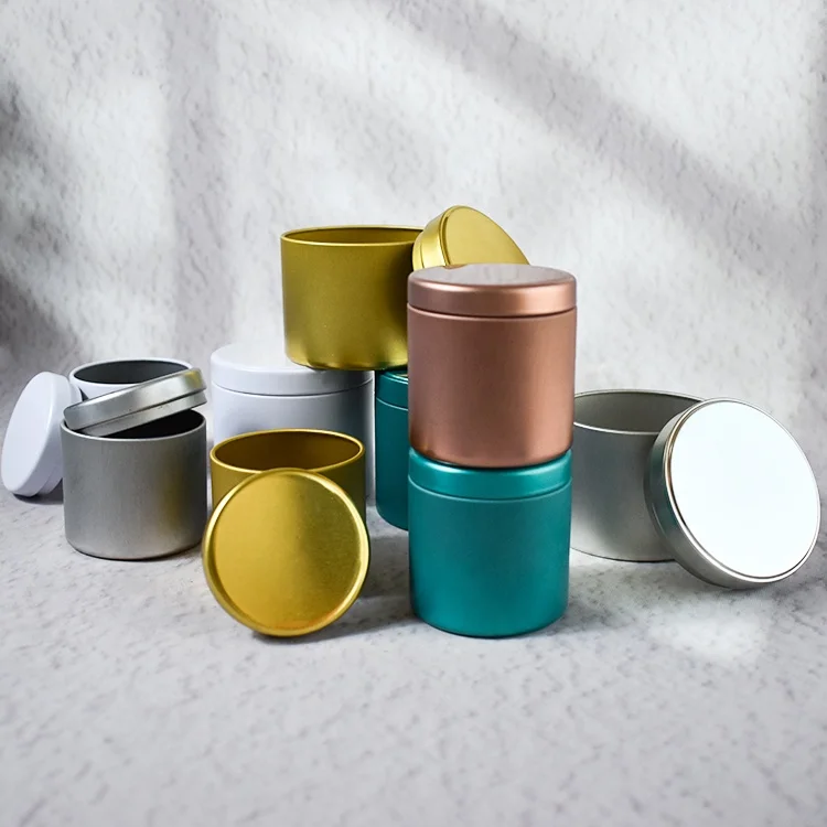LZ Popular 2oz mini Candle Jar Round Shape Metal Seamless Massage Candle Tin Box Can with lid paint tin can for candles