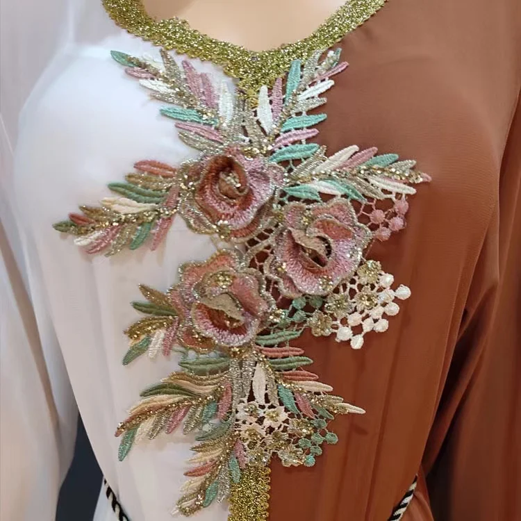 Arab Dubai Turkey Malaysia solid color stitched gown two-color Muslim Islamic women hoodies dresses Abaya