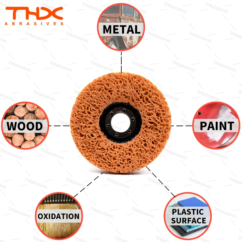 Orange 115 mm Strip Discs for Removing Paint, Oil, Wood Poly Disc Angle Grinder Clean & Strip Disc 115x22.23mm
