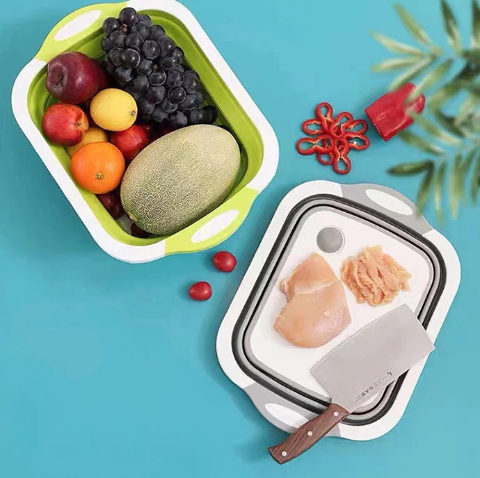 Многофункциональная разделочная доска, пластиковая силиконовая расширяющаяся разделочная доска в комплекте с чехлом для хранения цветов