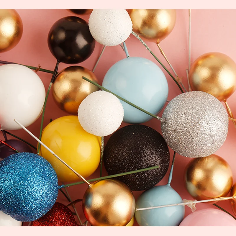Multi color foam balls for cake decorative, Glitter foam balls