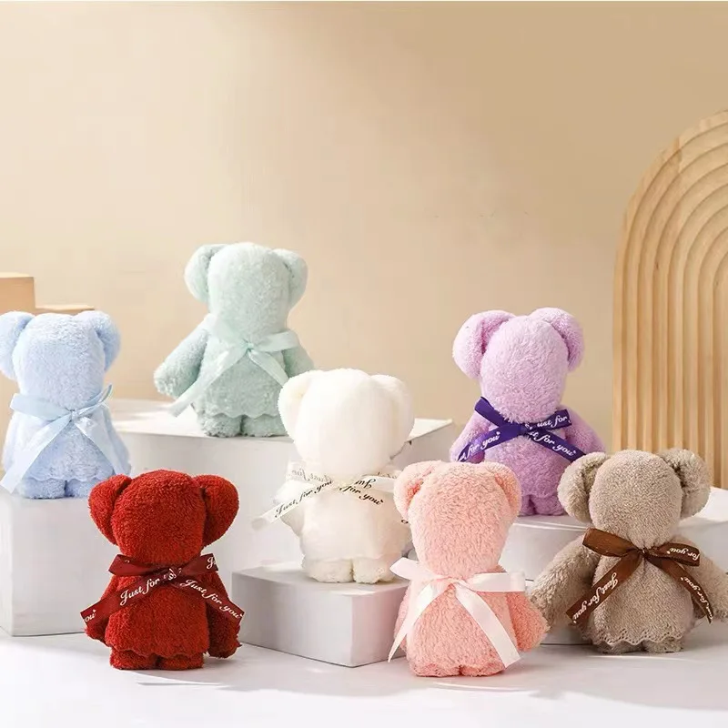 Coral Velvet Bear Towel Accompaniment Wedding Wedding Gift Baby Full Moon Event Promotional Gift Towel